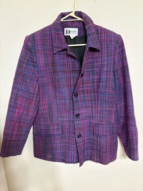 Vintage DA-RUE of California Plaid Blazer – Purple & Pink Tweed Jacket